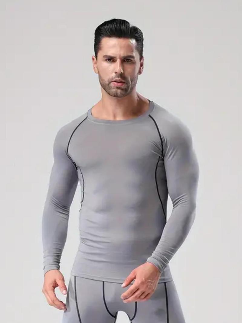 3 Pack Men's Slim Shape Top Sports Fitness Long Sleeve, Slim Tight Top, Comfortable Moisture Wicking Corset, Outdoorfun,Quick Drying and Breathable Outdoor Casual Fitness Riding Soccer Basketball T-Shirt Fathersdaygift