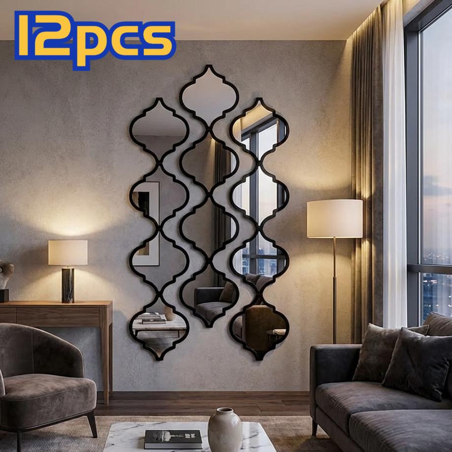 Moroccan Style Art Mirror Set, Classic Design, Wall Mounted Decorative Mirrors for Bathroom Living Room Entryway Home Decoration