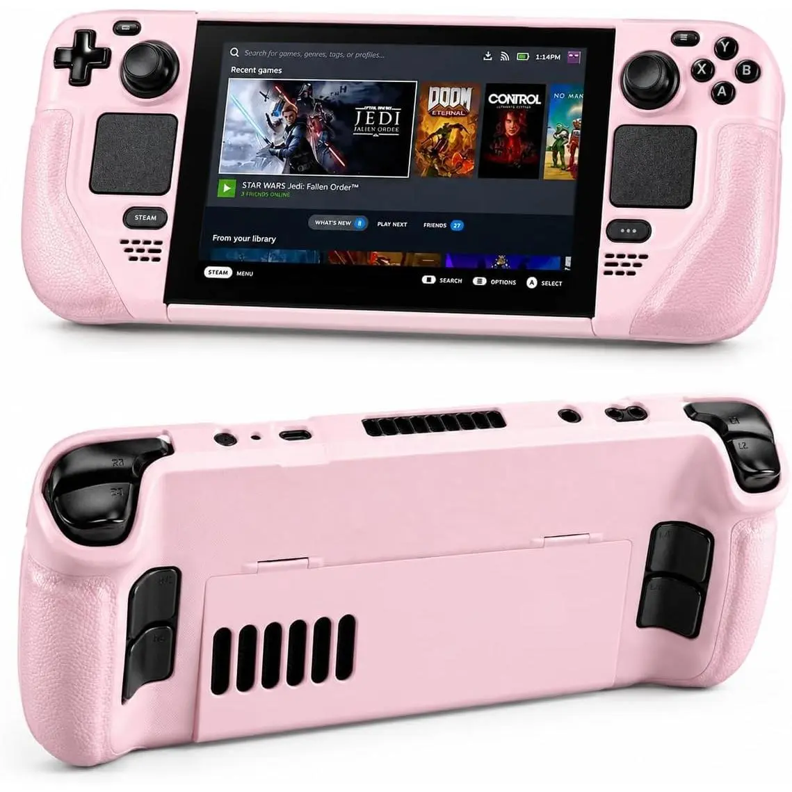Case for Steam Deck OLED & LCD, Cute  Protective Cover with Stand | Soft Leather Padded Grip, Full Anti-Drop Shockproof Shell, 1:1  Cutout Heat Dissipation Steam Deck Accessories