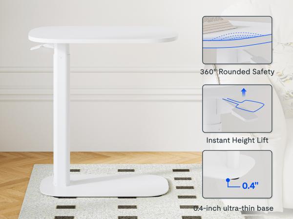 【TikTokShopBlackFriday】FLEXISPOT H8 Pneumatic Standing Desk – Height Adjustable Laptop Desk with Wheels, Small Mobile Sit Stand Table for Home Office, Bedside or Sofa Use