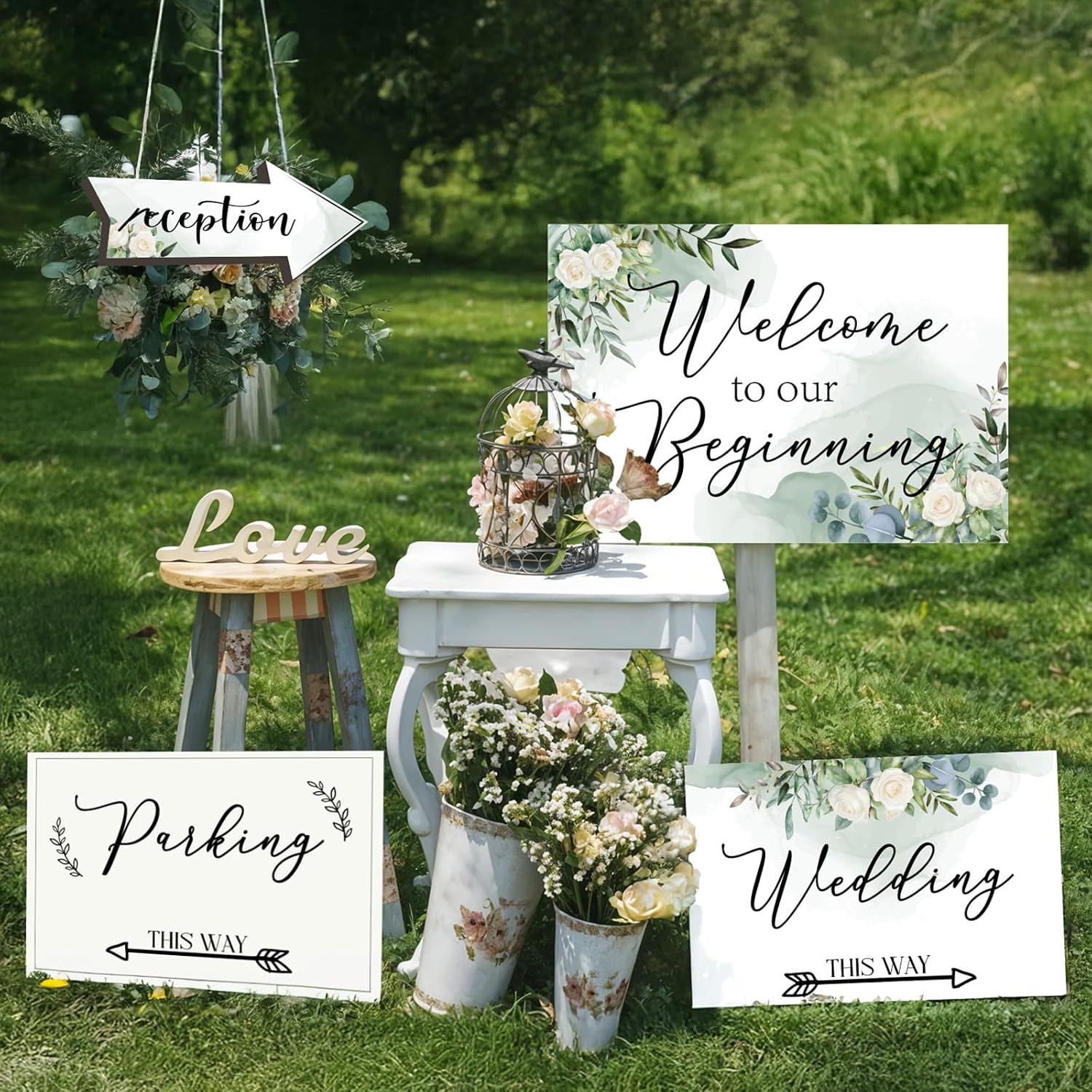 11 Pack Wedding Signs for Reception, Welcome to Our Wedding This Way Signs