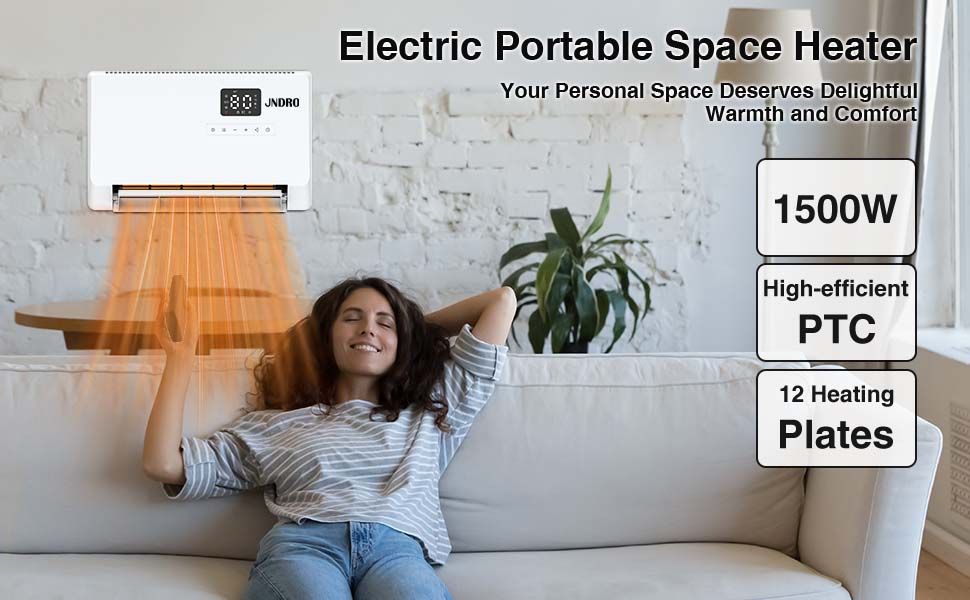 Smart Wall Heater, 1500W Fast Heating Electric Space Heater for Indoor Use, Wall Mounted Panel Heater with Oscillation Modes, 24-Hour Timer Overheat Protection for Bedroom, Bathroom, Office