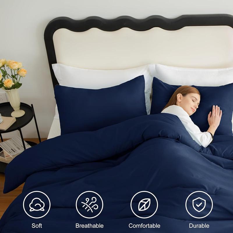 3pcs Comforter Set, Bedding，Ultra-Soft Washed Bedding Comforter Sets Twin XL To Full Queen Cal King Sized Bed, All Seasons Use Light Weight With Warm Fluffy Washable Polyester Cotton Blend Microfiber, Alternative Bed Down Comforter & Pillow Sham Olive