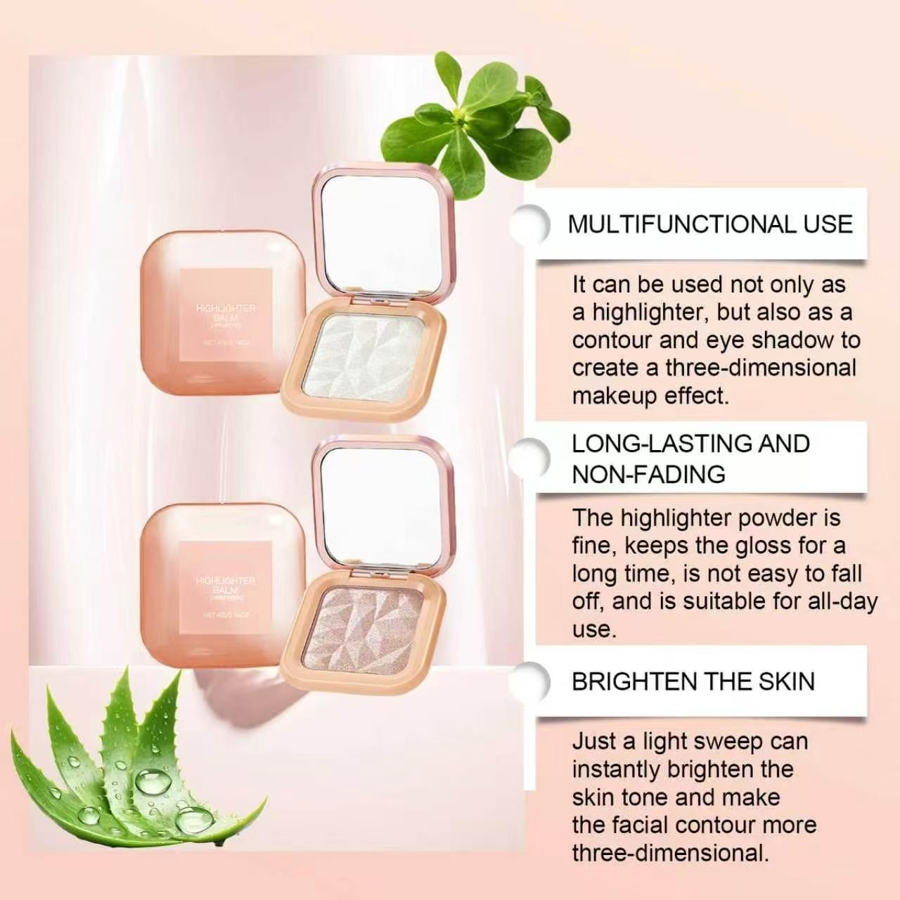 Rainbow Halo Powder Highlighter Palette, Mica-Blend Shimmery Iridescent Face Cosmetic, Nourishing Gentle Care, Radiance-Boosting Face Brightening & Contour Sculpting, Long-Lasting, Multi-Use for Party Makeup, Brightens