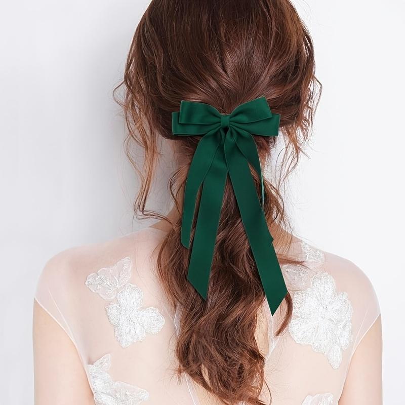 Bow Hair Clip for Women, Large Satin Ribbon Accessory for Everyday Wear, Parties, and Watch Parties, Watch Party