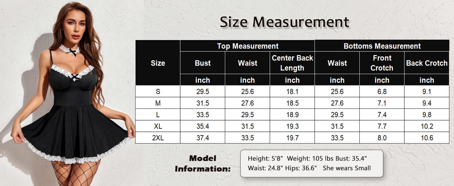 Avidlove Women Maid Costume Outfits Roleplay Lingerie Sleepwear Dress with Choker S-XXL