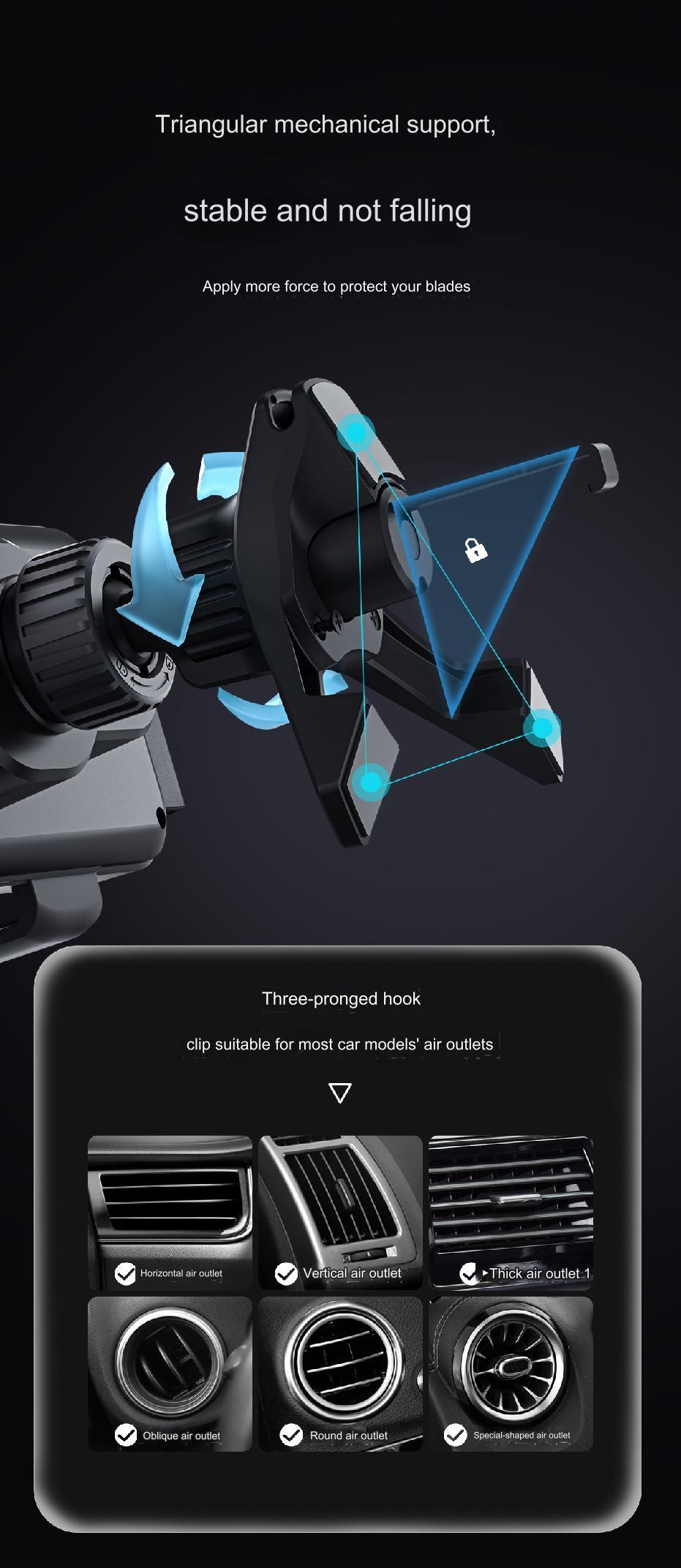 Wireless Car Charger, Auto Clamp Car Charger, Phone Charging Phone Holder Car Gadgets for Smartphone Mount, Car Accessory Items, Multifunctional Charger, suitable for 6-7.2-inch mobile phones,Under 18cm Tablets,Valentine's Day great gift