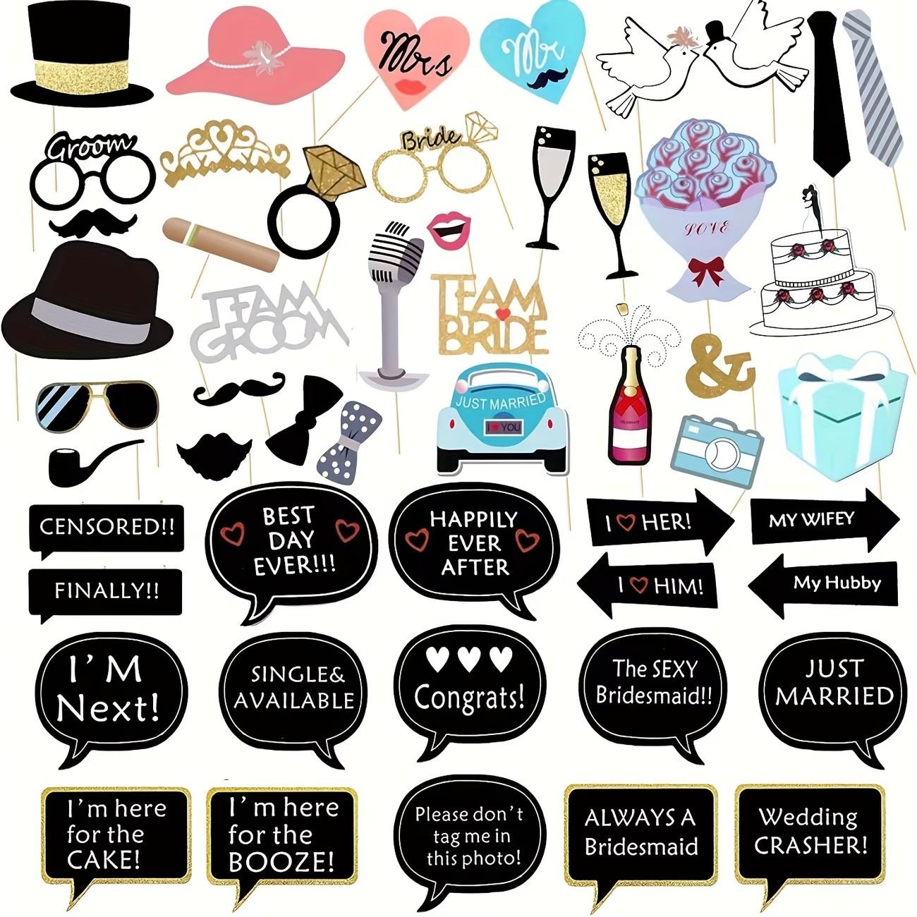 52pcs Wedding Photo Booth Additions, Creative Reception Decor, Capture Funny Moments, Perfect for Weddings and Bridal Celebrations