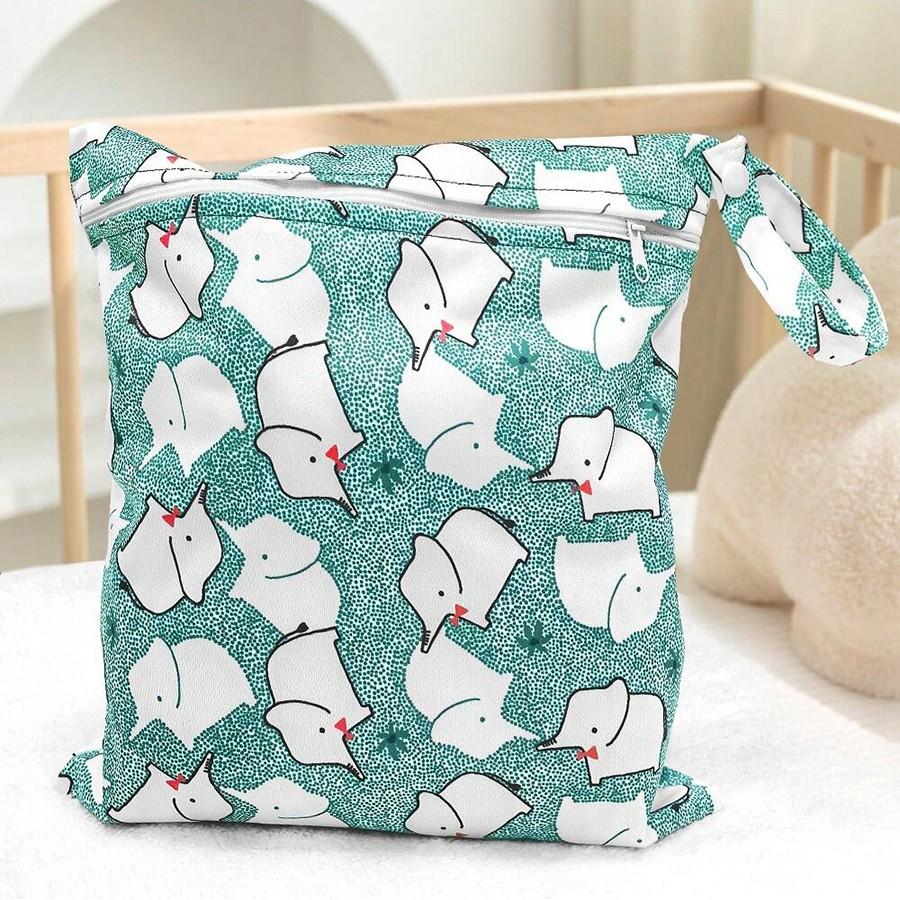 Reusable Diaper Storage Bag for Cloth Diapers & Breast Pump Parts, Dual Zipper Design, Portable Handle, Ideal for Beach Gym Travel