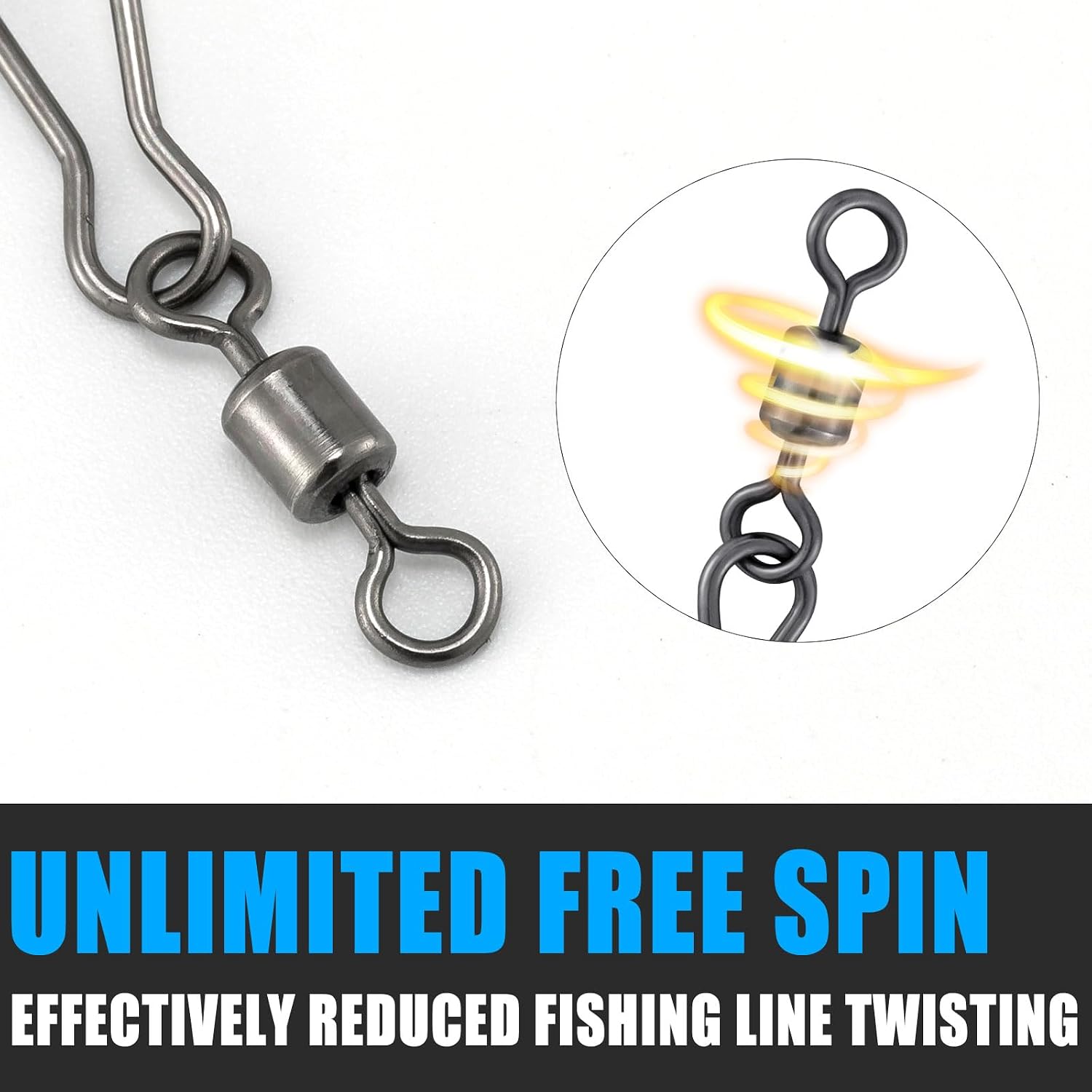 20 Pack Fishing Speed Clips with Barrel Swivel, Stainless Steel Lure Quick Clips Snap Swivels Freshwater