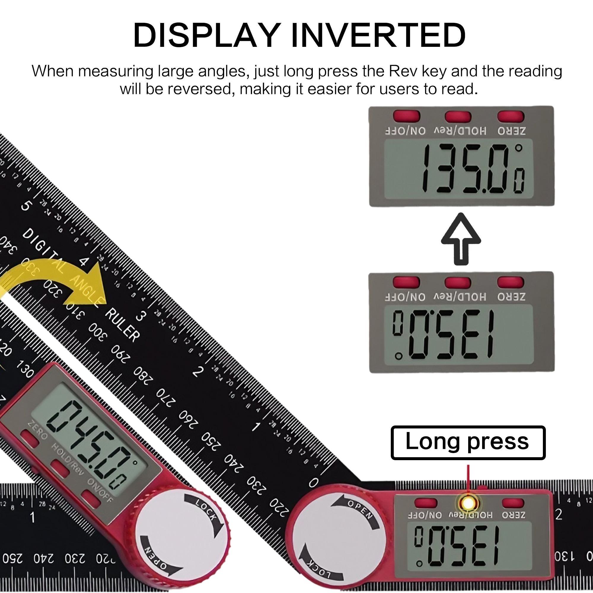 200mm digital angle ruler with dual functions for precise measurement, 360-degree free-rotating goniometer, professional-grade high-precision digital angle ruler, portable multi-function angle measuring tool