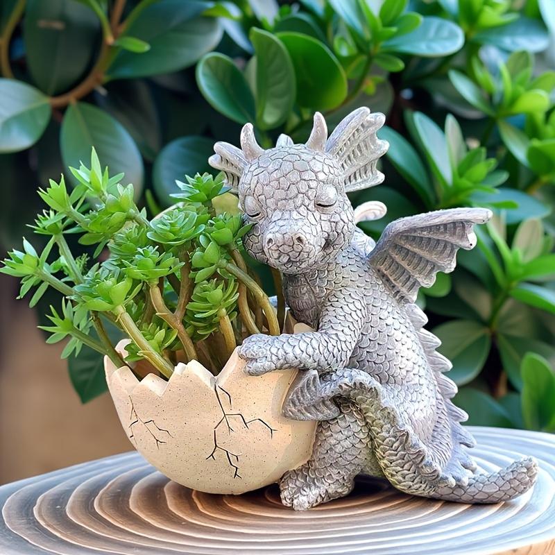 Mini Cute Dragon Succulent Planter Pot, Cartoon Resin Plant Pot with Drainage, Decorative Desktop Flower Pot for Home Office Indoor Bonsai Cactus Garden Decor