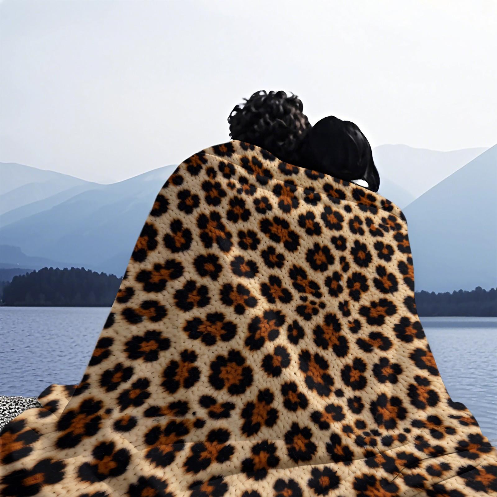 Classic Leopard Print Luxury Vintage Bohemian Throw Blanket, Soft Lightweight Multi-Use Blanket for Car, Home, Library, Office & Nap Time, Perfect Housewarming Birthday Christmas Gift