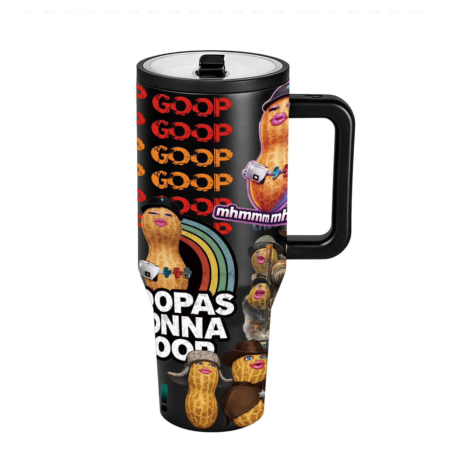 1 Pc 40oz insulated tumbler, funny meme tumbler, double wall vacuum mug, leak proof travel mug with handle, emoji aesthetic cup, hot cold drinks 12h hot 24h cold, viral funny gift for women men, reusable coffee mug, trendy tumbler