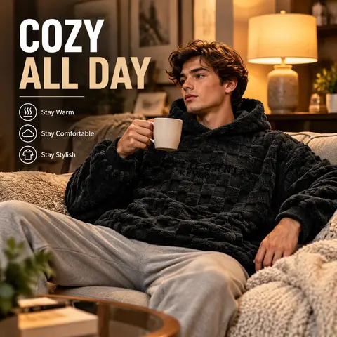 Men's California Embroidered Textured Fleece Hoodie Sweatshirt - Casual Long Sleeve Pullover with Soft Touch Cozy Fashion Thermal Design, Pair with Checkerboard Jeans/Joggers for Trendy Outfits, Menswear Top