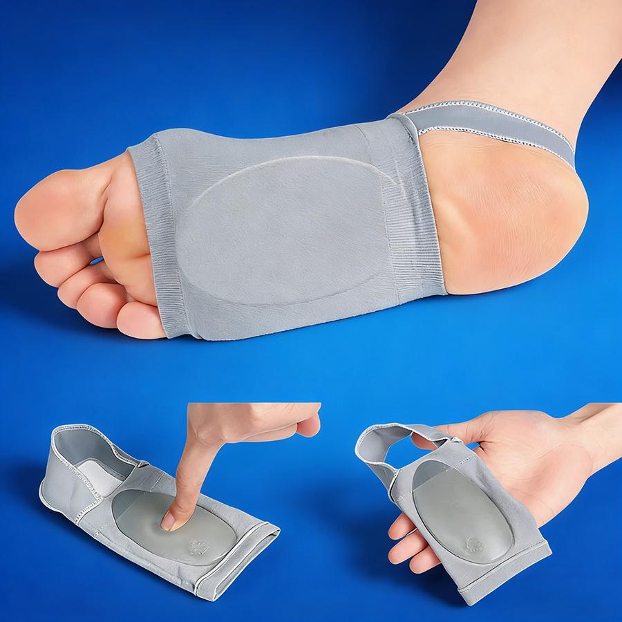 Elastic Heel Strap Arch Support Socks, Comfort Gray Foot Compression Socks with Arch Pads for Sports & Daily Walking