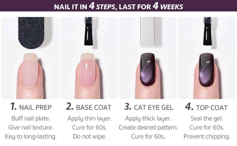 GAOY Violet Flame Purple Cat Eye Gel Polish Set, 6 Cosmic Violet Shades with Magnetic Glitter Effec, Galactic Glitter Gel for Mystic Nail Art