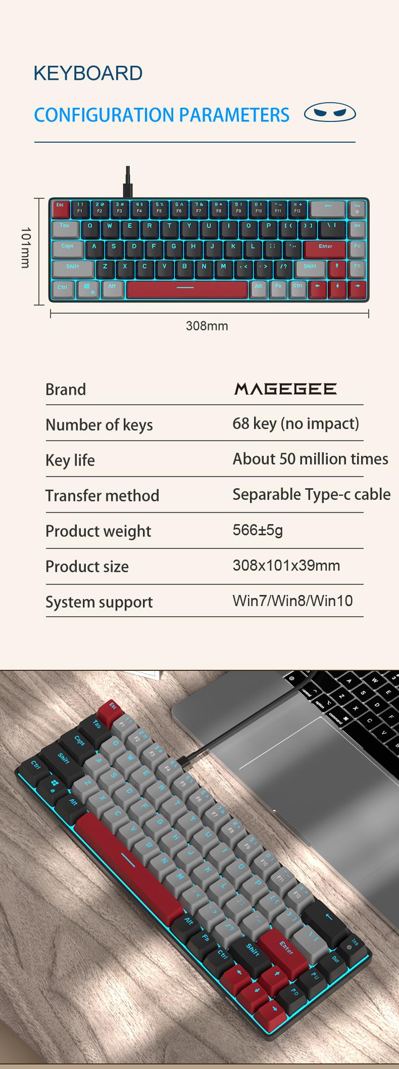 MageGee MK-Box Portable 60% Mechanical Gaming Keyboard, LED Backlit Compact 68 Keys Mini Wired Office Keyboard with Mechanical Switch for Windows Laptop PC Mac MageGee MK-Box Portable 60% Mechanical Gaming Keyboard, LED Backlit Compact 68 Keys Mini Wired Office Keyboard with Mechanical Switch for Windows Laptop PC Mac