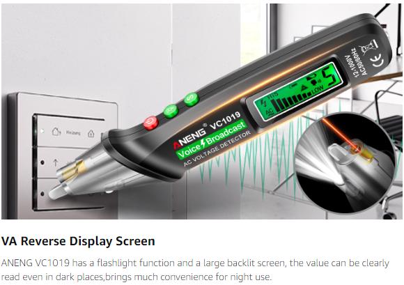 Voice Broadcast Non Contact Voltage tester with Range ,Live/Null Wire Electrical Tools with LCD Display,Flashlight,Pocket-Sized Pen Dector,Buzzer Alarm,Wire Breakpoint Finder Voice Broadcast Non Contact Voltage tester with Range ,Live/Null Wire Electrical Tools with LCD Display,Flashlight,Pocket-Sized Pen Dector,Buzzer Alarm,Wire Breakpoint Finder