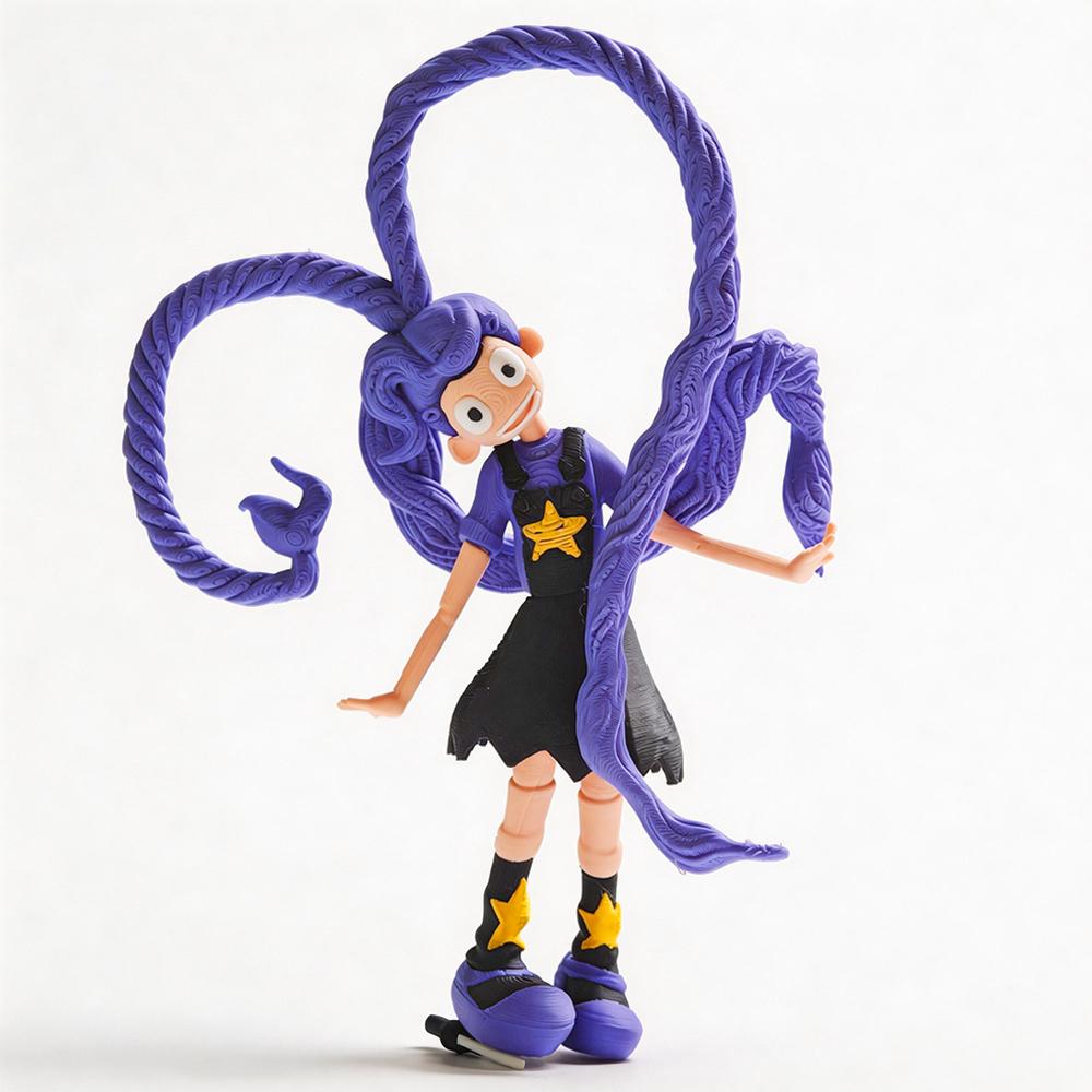 New 2026 Popular Horror Monster Game 3D Action Figures ,Creepy Purple-haired Twin-tailed Girl Model, Articulated Action Figure, Must-have Collectible for Horror Game Lovers, home decorations