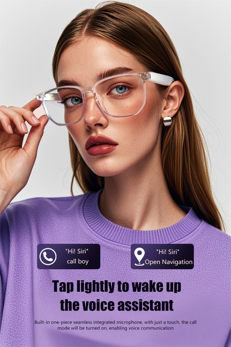 Koipsse Smart Audio Glasses Wireless TWS Earbuds HiFi Open-Ear Mic V5.4 Dual Touch Control Transparent Suitable for Men Women Gift Technology Call Music Volume Adjustment Multifunctional Smart Glasses Wearable Smart Glasses Koipsse Smart Audio Glasses Wireless TWS Earbuds HiFi Open-Ear Mic V5.4 Dual Touch Control Transparent Suitable for Men Women Gift Technology Call Music Volume Adjustment Multifunctional Smart Glasses Wearable Smart Glasses