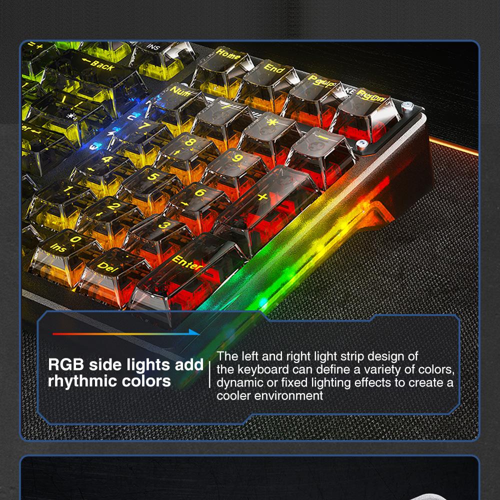 AULA F98 wireless mechanical  keyboard with transparent keycaps, 99-key Mechanical Switch Tri-mode Connection, RGB Rainbow Backlit, Suitable for Gaming and 0ffice, Gasket Gaming Keyboards Creamy Keyboard  Computer Accessory FallFreshness