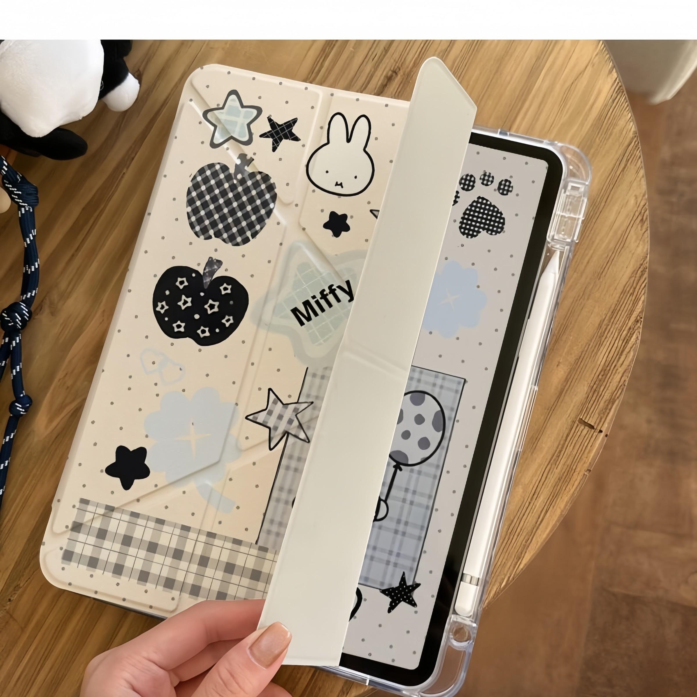 iPad Protective Case for 10.2 Inch, Air3/10.5, Pro 9.7, Transparent Anti-Drop, Foldable, Full Coverage, Pen Slot, Hard Shell, Style Design, iPad Covers, iPad Protective Casing, Tablet Accessories