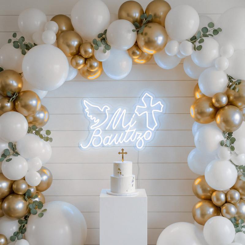 Mi Bautizo LED Neon Sign Baptism Party Decor Christening Event Decoration Photo Booth Hispanic Aesthetic Light USB Neon Light Bright Home Celebration Centerpiece Gift Trendy LED Light Entertainment