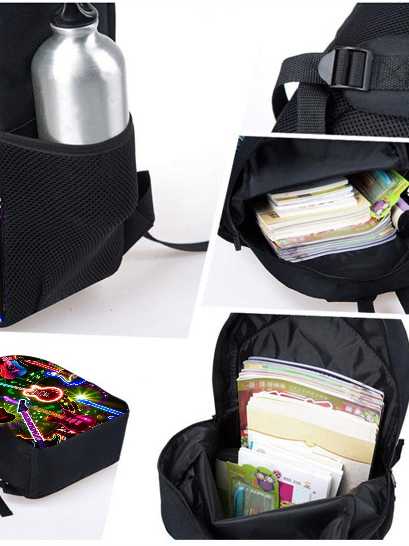 Cyberpunk Guitar Pattern Print Single-Layer Backpack