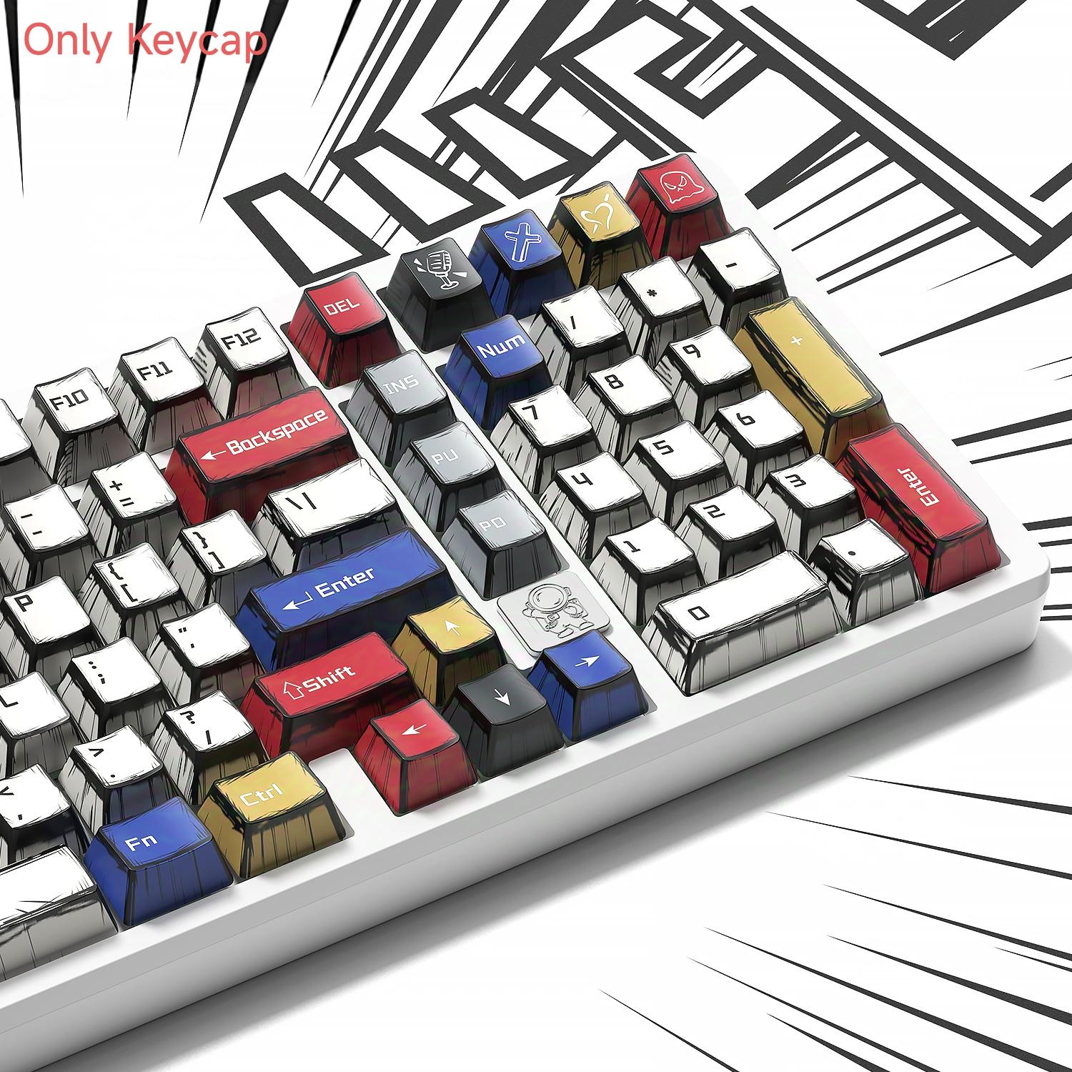 Aula  Mechanical Full Size Keycaps, PBT  Keycaps 130 Keys Set Custom Key Caps Set OEM Profile, Universal Compatiability For 61/68/84/87/98/100 Cherry Mechanical Manga Keycaps-Only Keycap