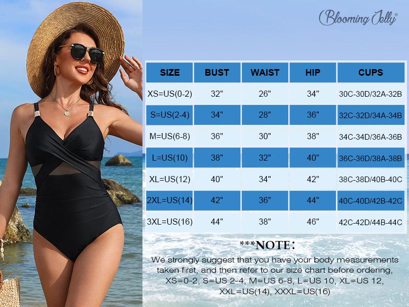 Blooming Jelly Slimming Full Coverage Mesh Womens Metal Modest Tummy Control One Piece Swimsuit Customizable Fit Criss Cross