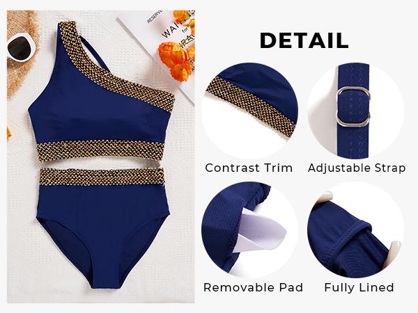 Tempt Me Women Black High Waisted Bikini Set - One Shoulder Two Piece Swimsuits Full Coverage Bathing Suits Swimwear