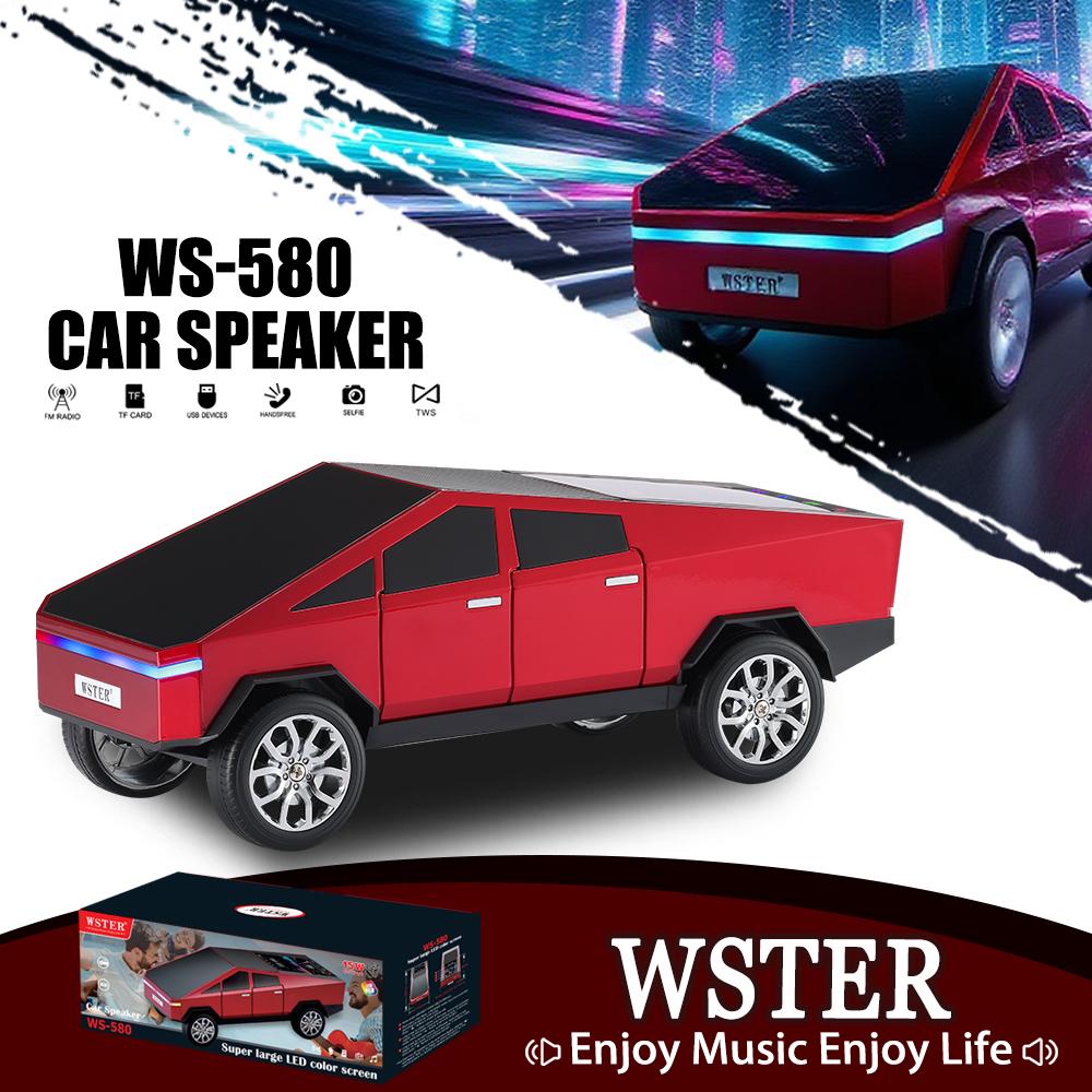 WSTER WS-580 Pickup Truck Model Bluetooth Speaker Cybertruck Style Rechargeable Portable Audio with USB TF AUX FM TWS Stereo Sound Great for Indoor Outdoor Parties Perfect Birthday and Fathers Day Gift