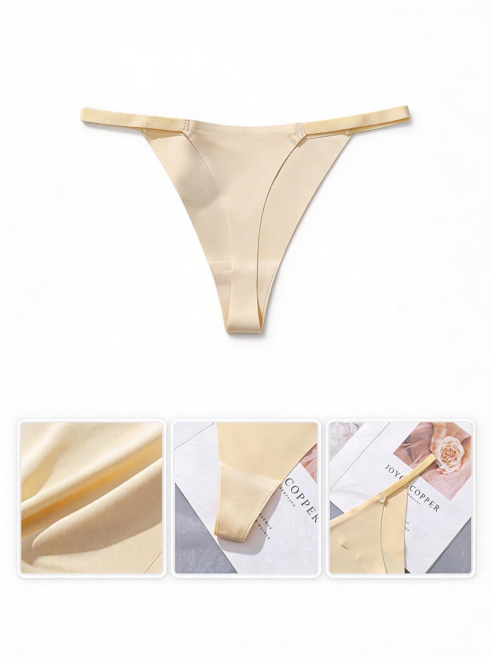 5-Pack Women's Ice Silk Seamless Thongs, Soft Thin String Design, Satin Bikini Sexy Underwear