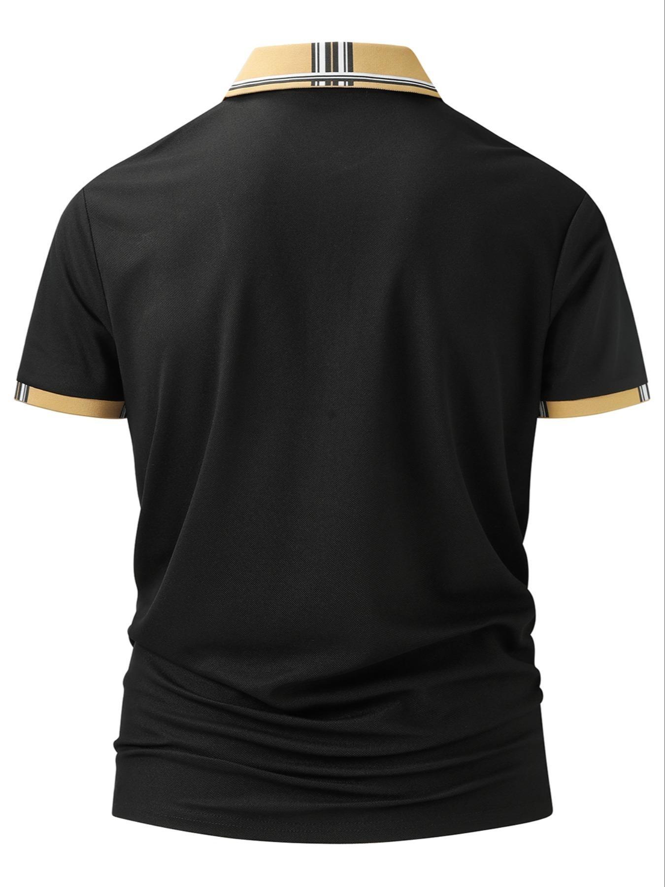 3pc Aa3462toyo Men's Casual Short Sleeve Shirt, British Style Golf Wear, Outdoor Polo Shirt, Fitted Collared Top, Men's Fashion