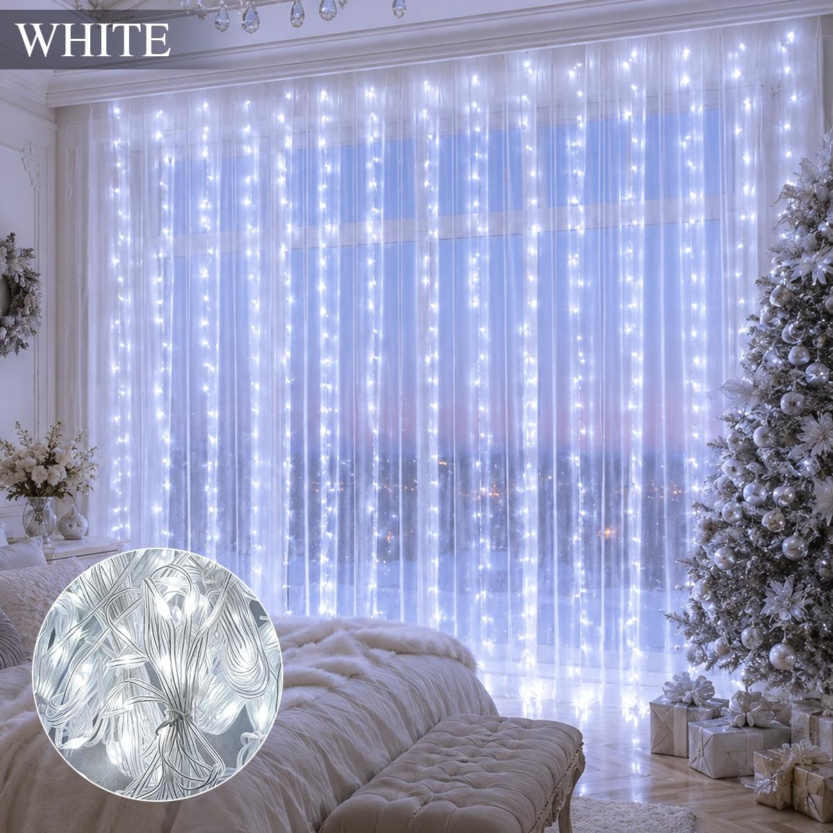 300led Fairy Curtain Light, USB Powered, 8 Flash Modes, Ideal for Windowsill, Bedroom, Wedding, Easter Decor, Indoor Outdoor Use, Curtain String Lights, Atmosphere Light, LED Decoration, LED Lighting