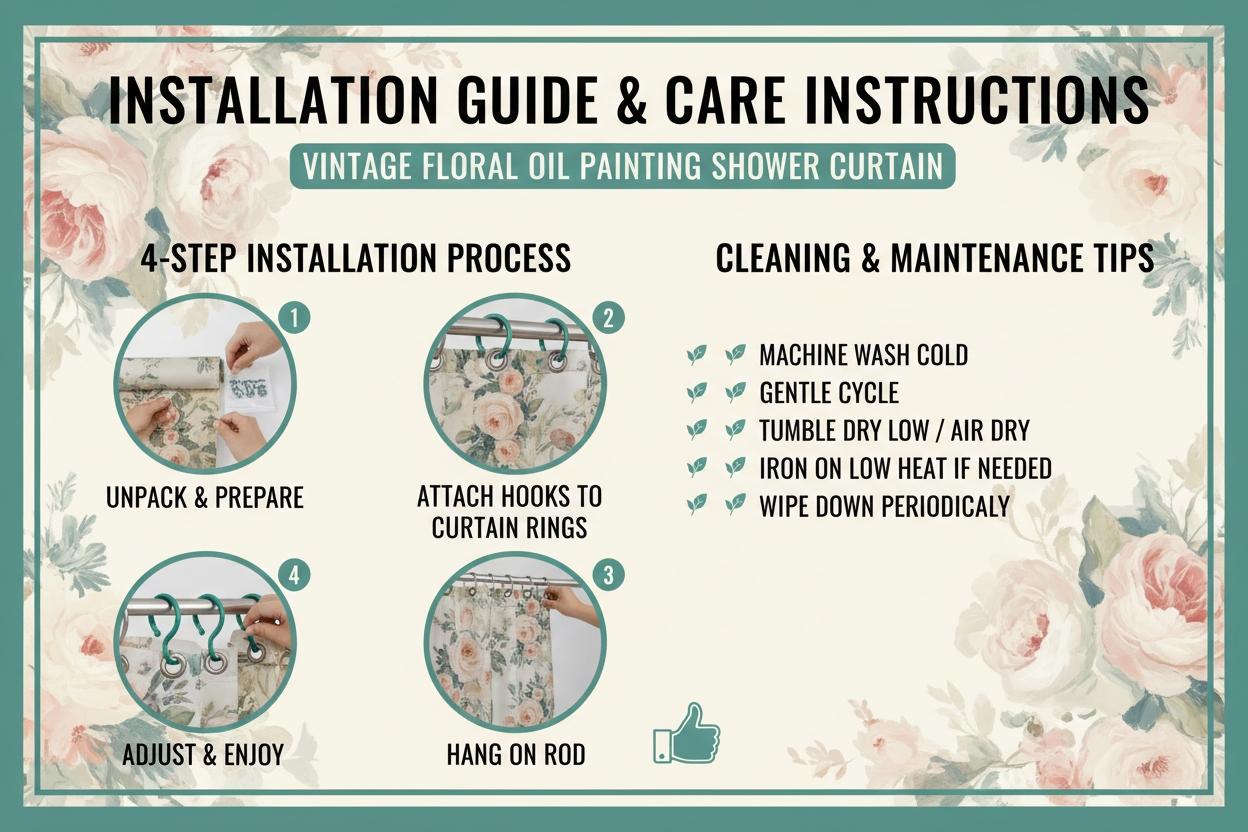 Vintage Oil Painting Style Lily Vase Bath Curtain, European Classical Floral Bathroom Decor, Soft Polyester Shower Curtain, Home & Hotel Use