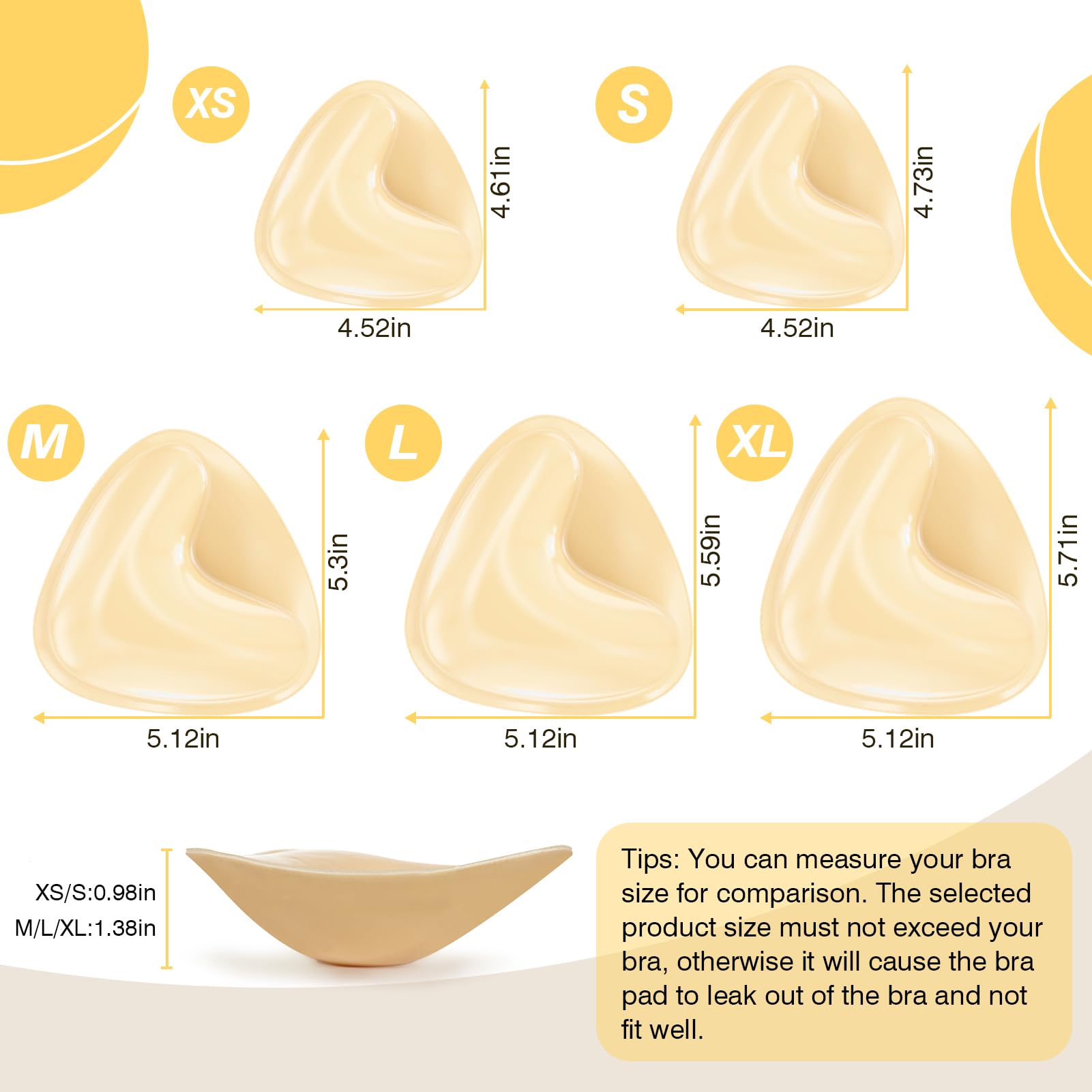 12pcs Double-Sided Self-Adhesive Bra Pads, Reusable & Waterproof Chest Pads, Invisible Thickened Padding for Swimsuits & Bikinis