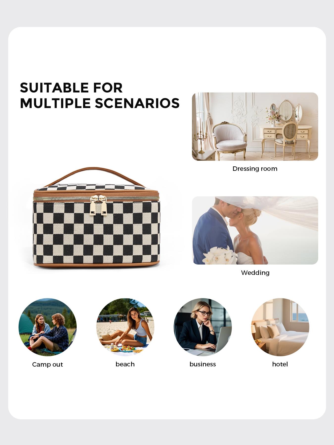 Large Capacity Cosmetic Bag, Portable Zipper Makeup Bag, Cosmetic Travel Bag with Zipper & Carry Handle, Toiletry Case Organizer Storage Pouch, Travel Cosmetic Bags