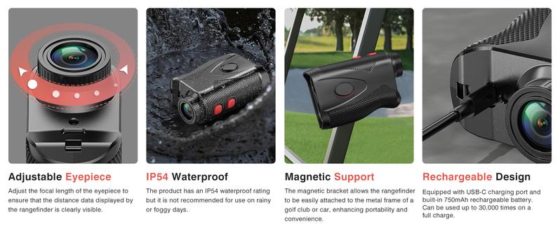 Golf Rangefinder Laser Range Finder with Slope, 1200Yards, 7X Magnification for Golf/Hunting with Flag Pole Lock Vibration, Magnet Stripe Rechargeable-7.99