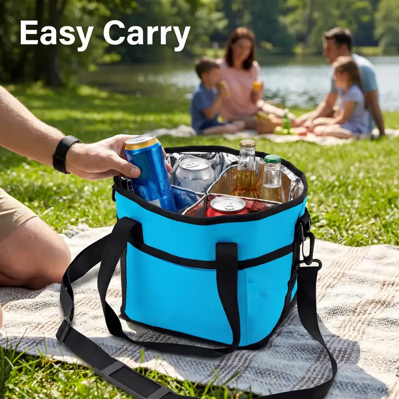 Family Size Four-Compartment Water Bag, Leak-Proof Car Drink Cup Organizer, Outdoor Camping Handheld Beverage Storage Pack, Insulated Beverage Holder, Leakproof Cooler Bag