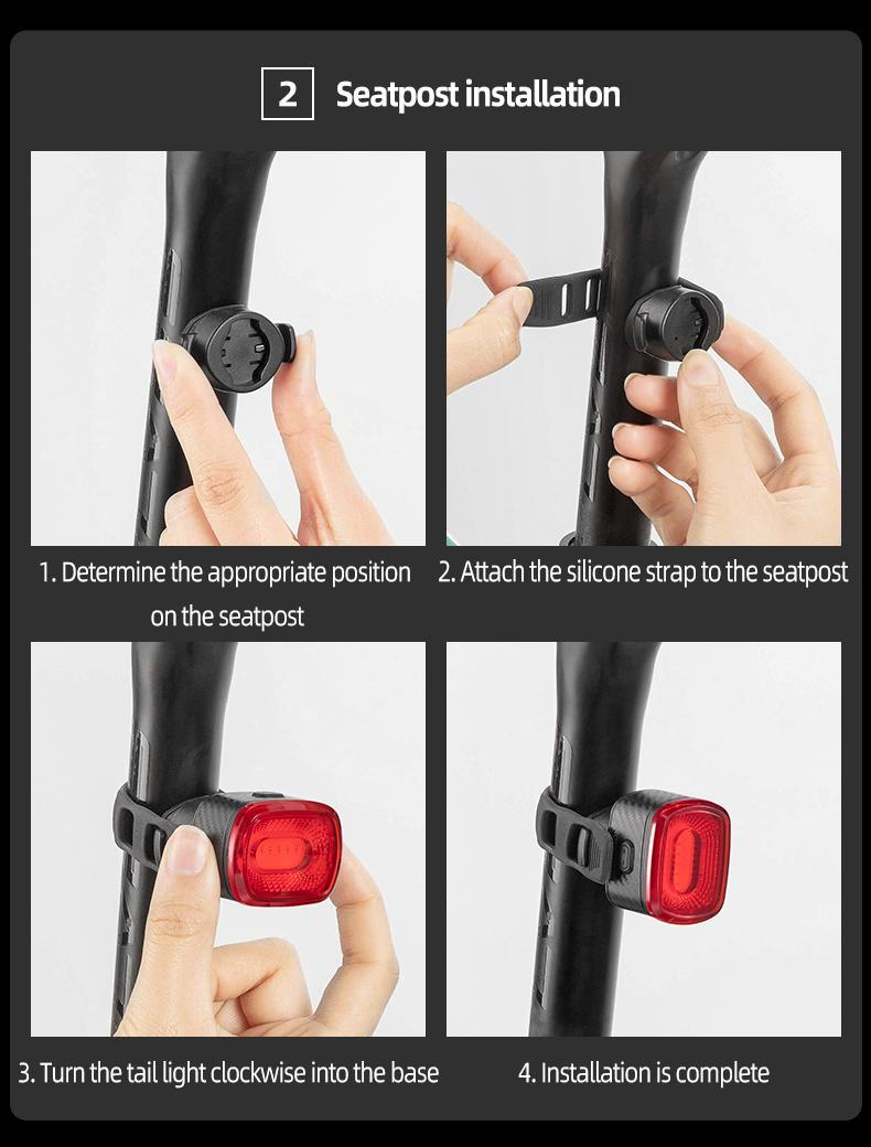 ROCKBROS Bicycle IPX6 Waterproof Taillight Type-C Rechargable Light Smart Auto Brake Sensing LED Rear light Q2S Bike Accessories