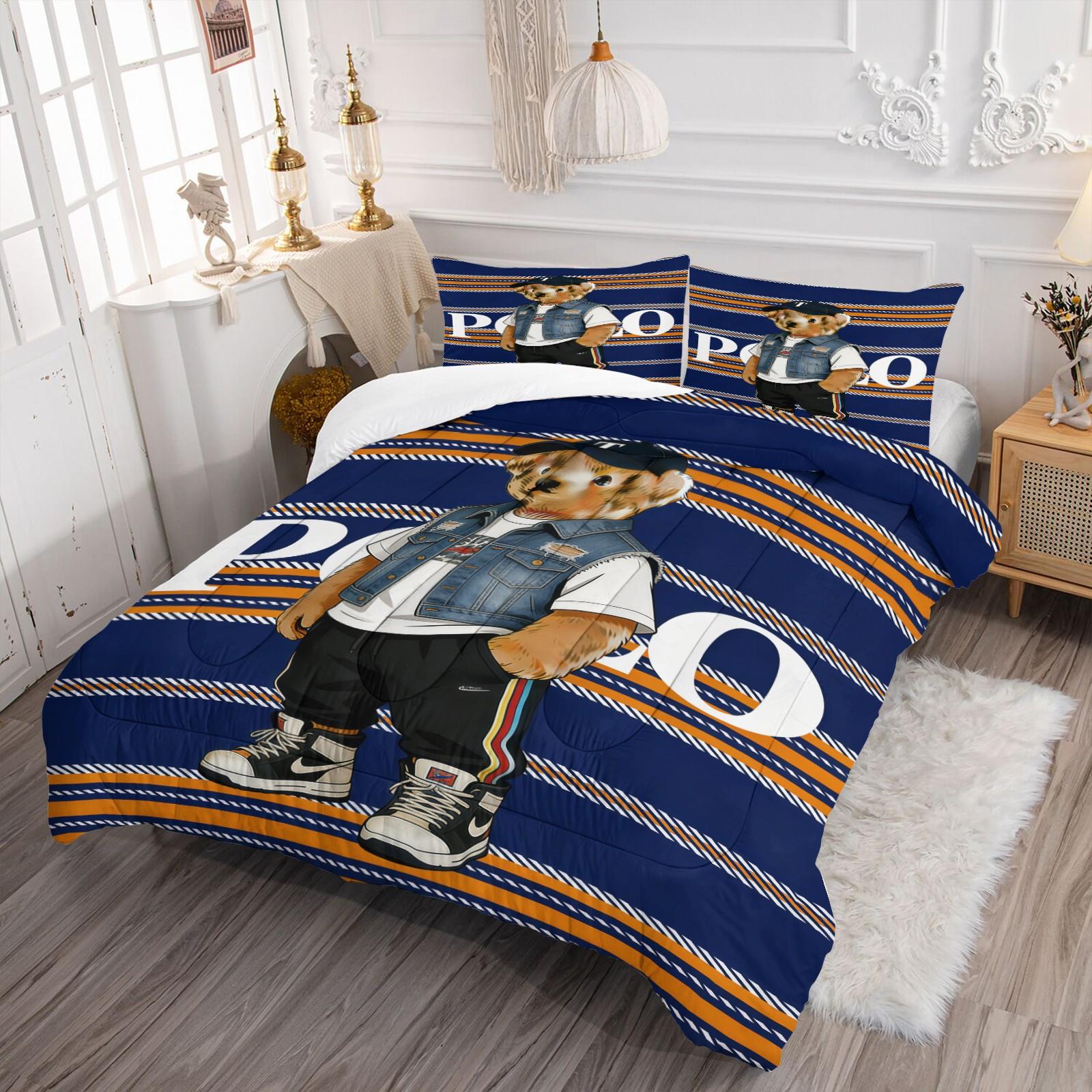 Little Bear Pattern Comforter Set, Soft Bedding Sets And Durable Bedding Set, Includes 1 Comforter And 1 Or 2 Pillowcases, Suitable For Children And Adults' Daily Holiday Birthday Gifts Bedroom Decorations