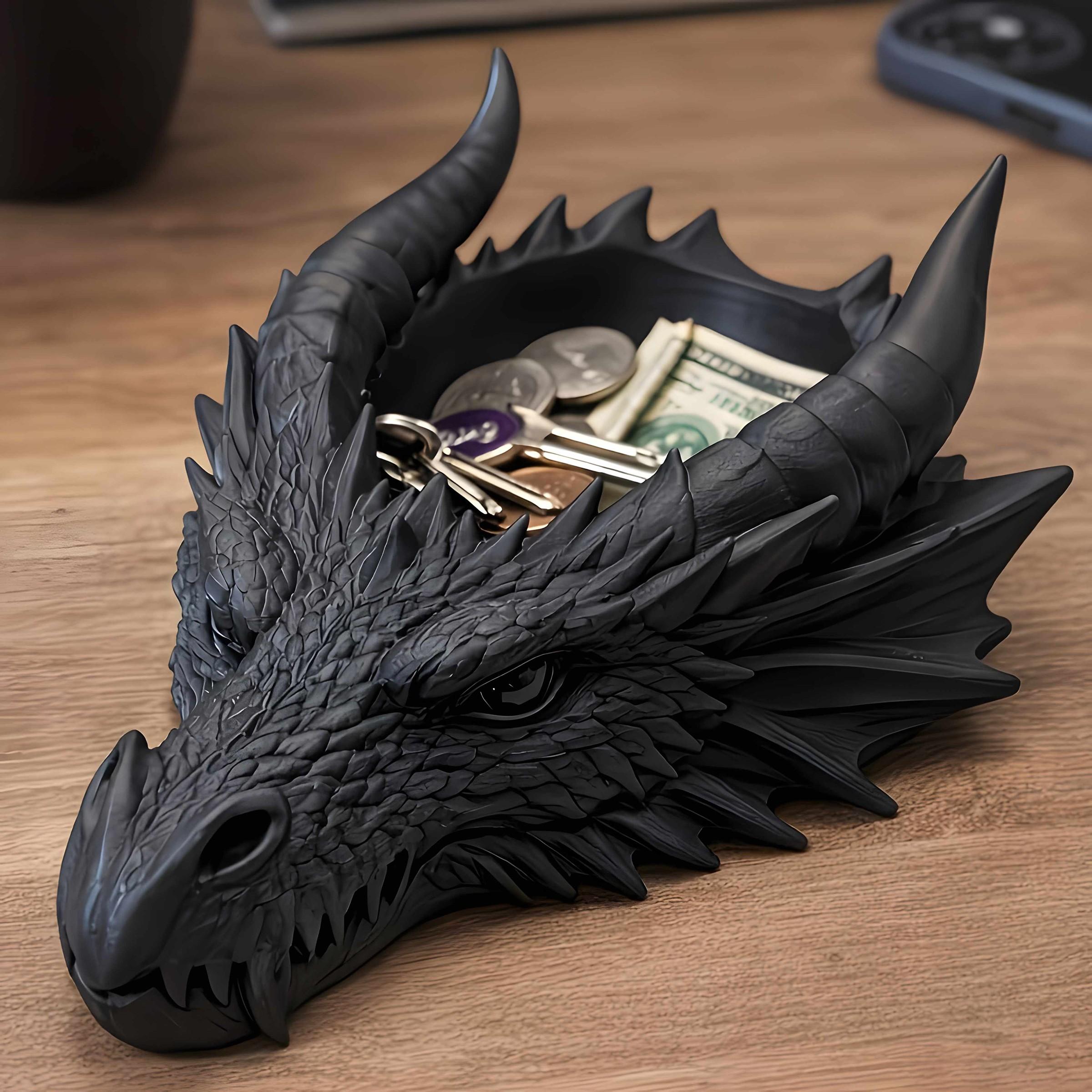 Gothic Dragon Head Jewelry Storage Tray, Dark Style Desktop Decor, Ring Necklace Display Stand, Practical Desk Organizer, Cool Decoration