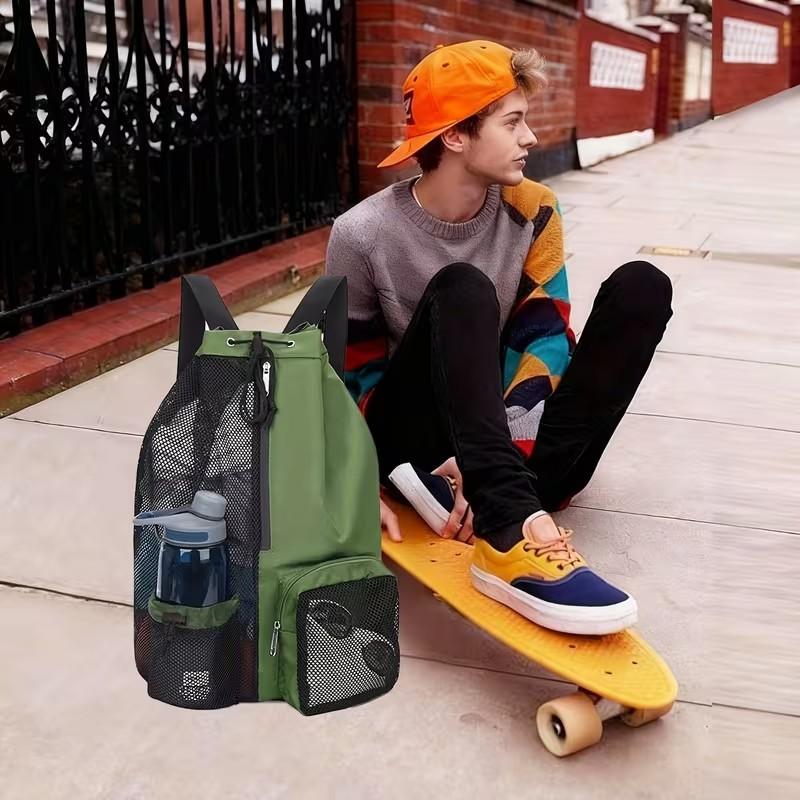 Polyester Drawstring Gym Bag, Lightweight Sports Backpack, Fitness Yoga Bag, Beach Backpack, Casual Outdoor Daily Use, Unisex