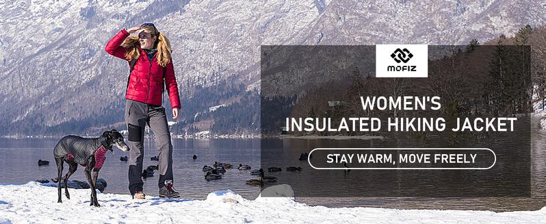 MoFiz Womens Lightweight Insulated Hiking Jacket Fleece Lined Thermal Hybrid Softshell Full Zip Winter Fall Running Coat