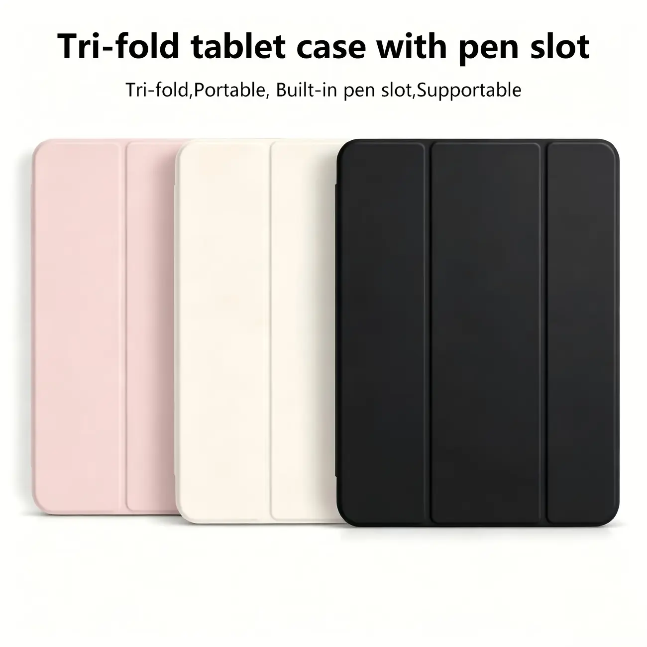 Trifold Magnetic Heavy Duty Case with Pencil Holder and Stand, Shockproof Anti-Scratch, Fits iPad 10th/11th Gen, 10.2 7th/8th Gen, Air/Air2 9.7, Air 4/5/6/7/8, Mini 4/5/6, Pro 11/13 2024/2025