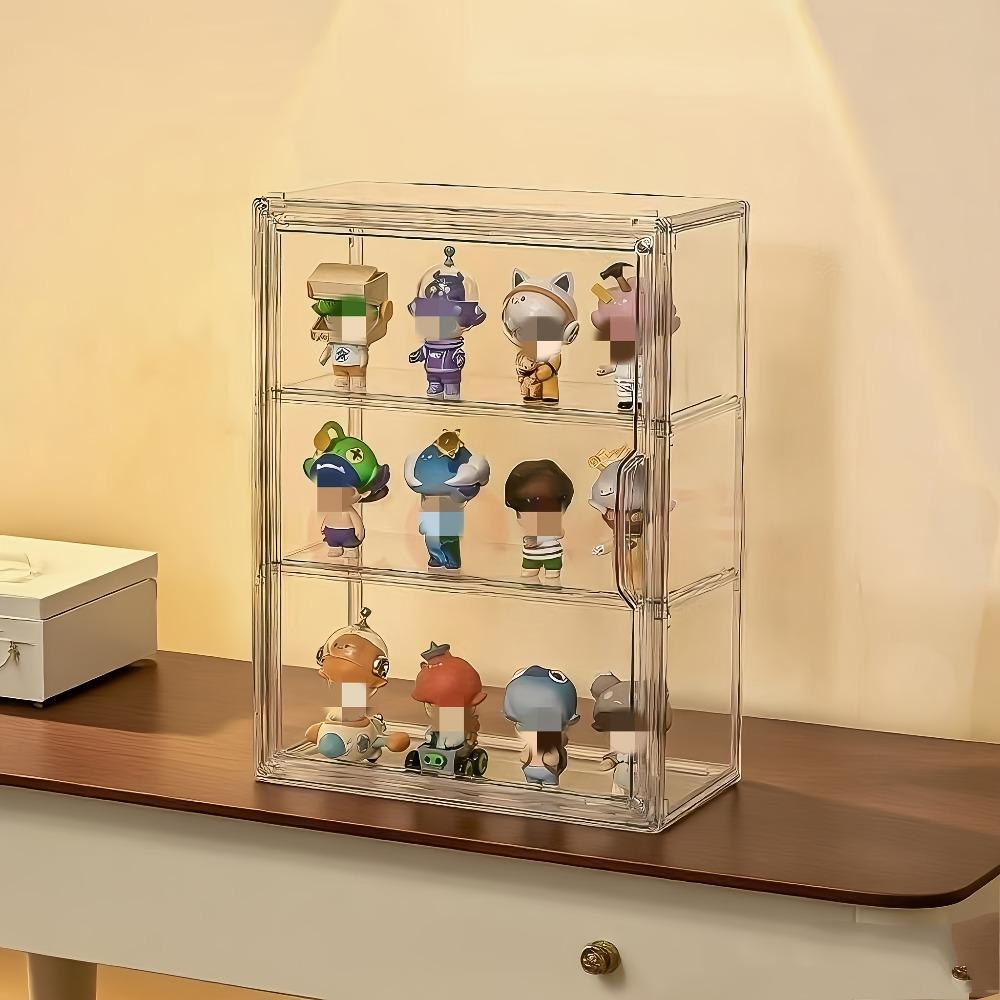 No-installation heavy-duty three-layer transparent acrylic display cabinet with magnetic doors — a dedicated transparent display cabinet for stores, home offices, and collectibles, featuring a space-saving modern design