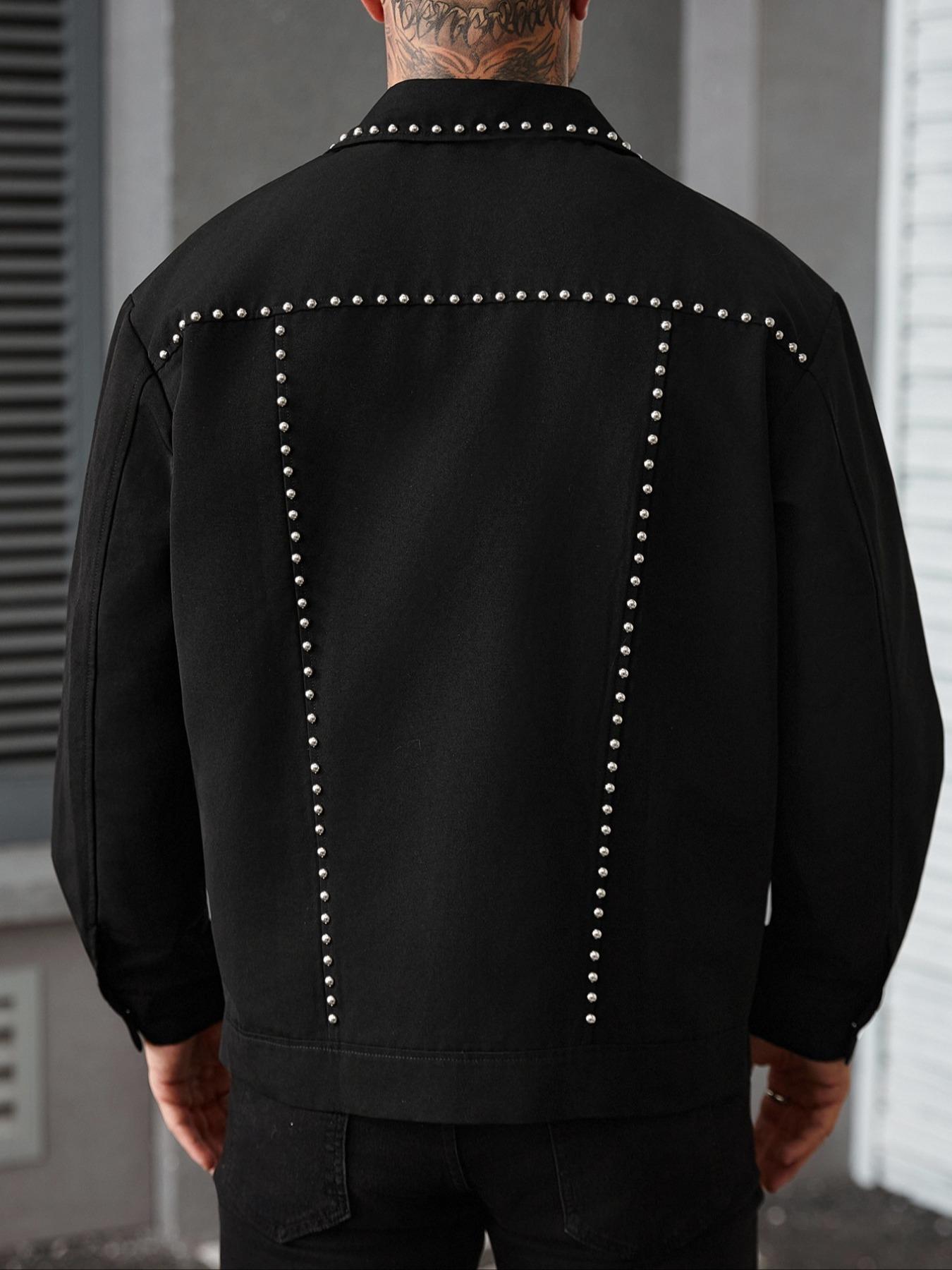 Men's Jacket Coat, Stylish Casual Fitted Plain Long Sleeve Outerwear for Everyday Wear, Comfortable and Durable, Perfect for All Seasons, Street Fashion Outerwear, Trendy Men's Clothing