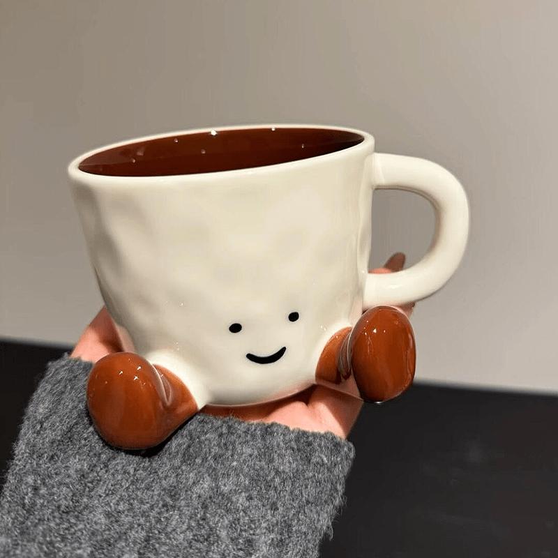 Adorable "Caramel Little Feet" Ceramic Mug — Stylish & Light Luxury Coffee Cup | Underglaze Cartoon Mug — Perfect for the Office, Breakfast, or as a Water Cup